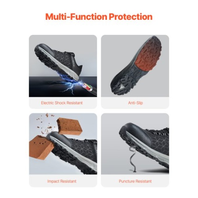 VEVOR  Ανδρικά Αθλητικά Παπούτσια Εργασίας με Ατσάλινη Μύτη Μαύρα 9.5 Wide  NSHJJZXYDXXH8FT5SV0