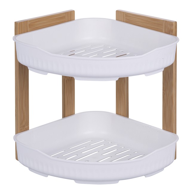 Galileo Γωνιακό ράφι με 2 επίπεδα από μπαμπού και πλαστικό PP 23x23x27 cm 5900652