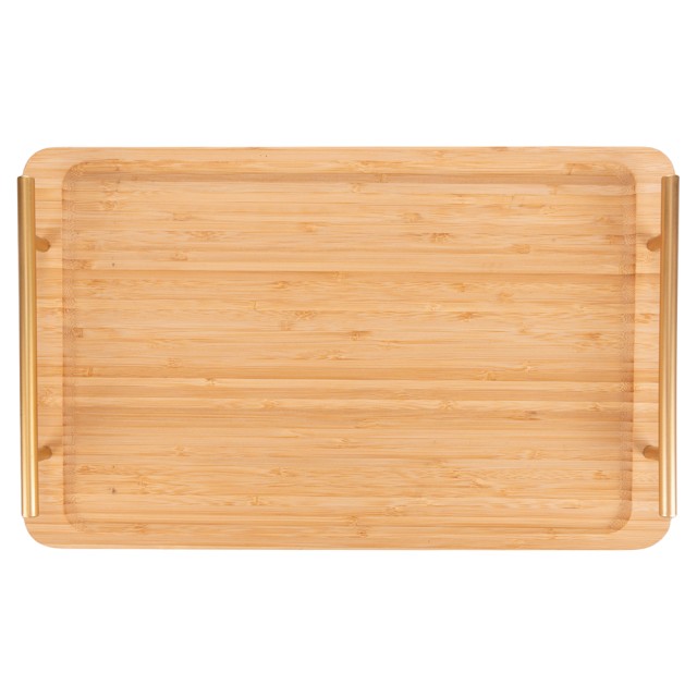 Villa DEste  Ορθογώνιος δίσκος 40x25 cm από μπαμπού με χρυσές λαβές Natural 2188469