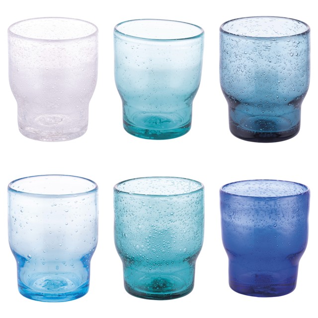Villa DEste  Σετ 6 ποτήρια νερού 325 ml σε γυάλινη πάστα με φινίρισμα bubble Unico Ocean 5919668