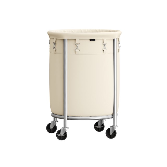 Καλάθι Απλύτων SONGMICS με Ρόδες 110L, Κρεμ/Ασημί 