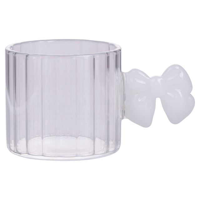 Villa dEste Home Σετ 6 τμχ Φλιτζάνι Καφέ 90 ml από Βοροσιλικό Γυαλί με Λευκή Χειρολαβή Fiocco 5924741