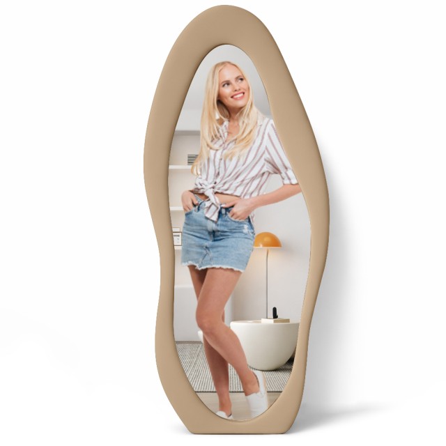 Shally Dogan Μεγάλος Κυματιστός Καθρέφτης με Βελούδινη Κάσα σε Χακί Χρώμα 60 x 160 εκ. 02001655