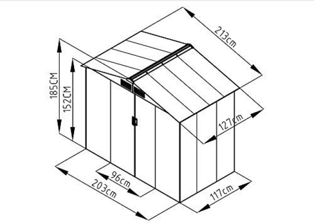 Costway Μεταλλικό Σπιτάκι Κήπου 213x127x185 cm με Ανθεκτική Κατασκευή και Δύο Συρόμενες Πόρτες GT2989GN+