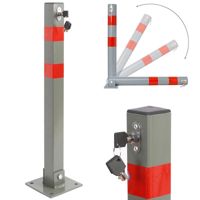 BAKAJI Αναδιπλούμενος Τετράγωνος Αποτρεπτικός Πάσσαλος Στάθμευσης Αυτοκινήτου με Κλειδαριά 02837215