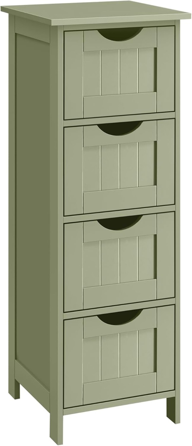 VASAGLE Πράσινο Ντουλάπι Μπάνιου MDF με 4 Συρτάρια 30x30x82 εκ. LHC040C02