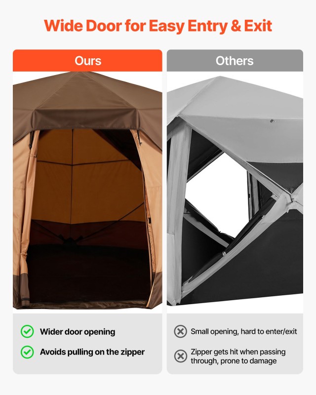 VEVOR Σκηνή Camping Pop Up 6 Ατόμων με Τέντα Βροχής και Μεγάλες Διχτυωτές Οθόνες DCZ9684INCH570FH1001V0