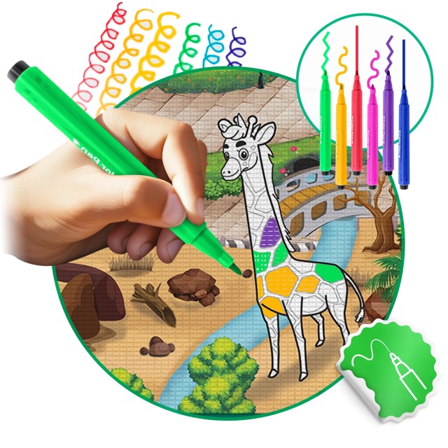 Χαλάκι Δραστηριοτήτων 200 x 120 x 0,3-0,5 cm με Μαρκαδόρους Ζωολογικός Κήπος 734300 Ricokids