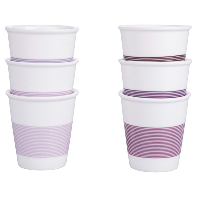 Villa DEste  Σετ 6 φλιτζάνια καφέ 60 ml από πορσελάνη με διακόσμηση ρίγες Daily Provence 5922622