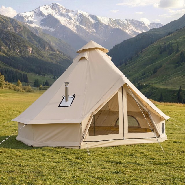VEVOR Σκηνή Yurt Oxford 4 m για 4 Άτομα, 4 Εποχών, με Υποδοχή Σόμπας και Αποσπώμενο Δάπεδο KJZPQMS82FT4OPPC4001V0