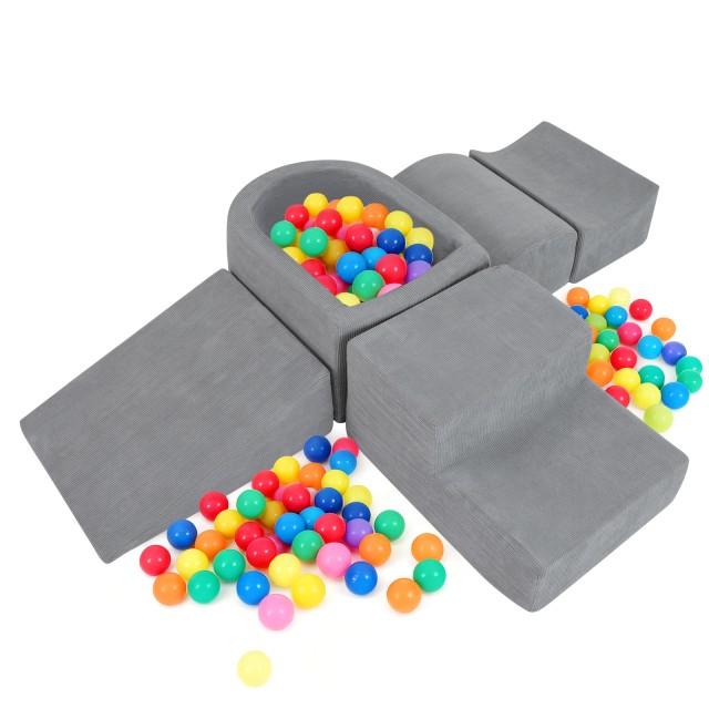 Costway Σετ 5 Τεμαχίων Αφρώδη Τουβλάκια με Λακούβα Μπάλας & Υφασμάτινες Επενδύσεις Κορδονίου, Αναρριχητικά Τουβλάκια Γκρι TP10390GR