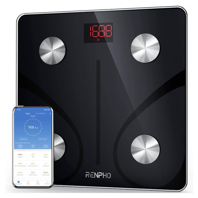 Renpho Smart Ζυγαριά με Λιπομετρητή Smart Body Scale Bluetooth με 13 Μετρήσεις Μαύρη ES-CS20M-BK