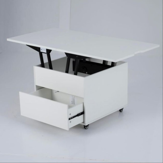 Costway Πτυσσόμενο Τραπέζι Καφέ με Ρυθμιζόμενη Επιφάνεια & Κρυφό Αποθηκευτικό Χώρο Λευκό HV10806WH