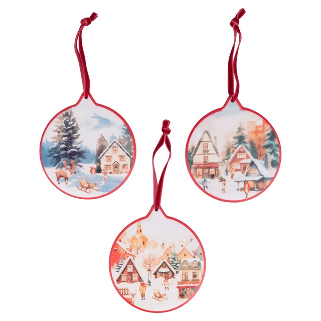 Villa DEste  Σετ 6 τμχ Mattonella διακοσμητική στρογγυλή 115 cm από κεραμικό με κορδόνι νάιλον Winter Vintage 5924211