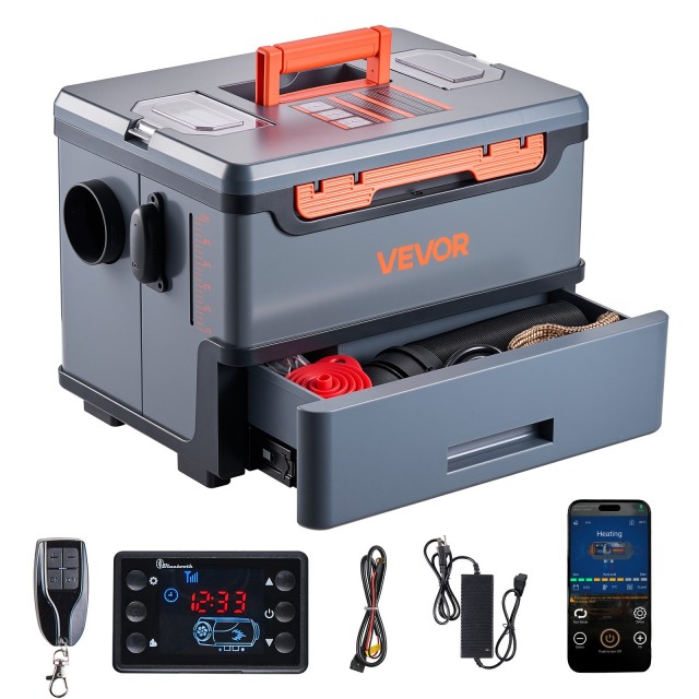 VEVOR Φορητός Πετρελαιοκίνητος Θερμαντήρας 8KW, DC 12V/24V, με Έλεγχο Bluetooth, Τηλεχειριστήριο, Οθόνη LCD, 5 Λ Δεξαμενή Καυσίμου, Διάσταση: 425 x 320 x 310 mm PPKCYJRQ25N1TOP0F001V2
