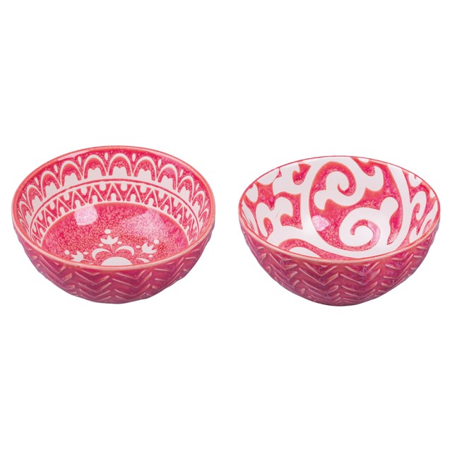 Villa DEste  Σετ 2 τμχ Στρογγυλό μπολ 125 εκ σε κεραμικό με διπλό σχέδιο σε στυλ boho chic Reactive 2188633