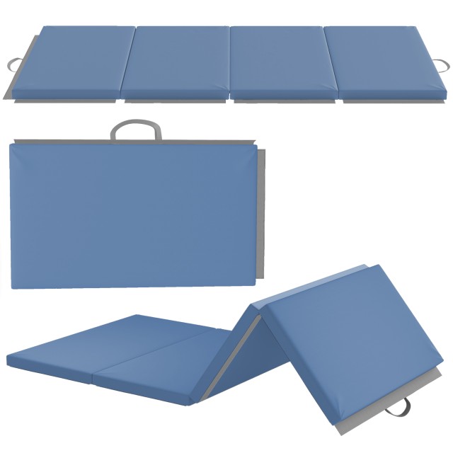 HOMCOM Πτυσσόμενο Στρώμα Γυμναστικής 180x80x5 εκ., Αντιολισθητικό, Γαλάζιο A50-012V00LB