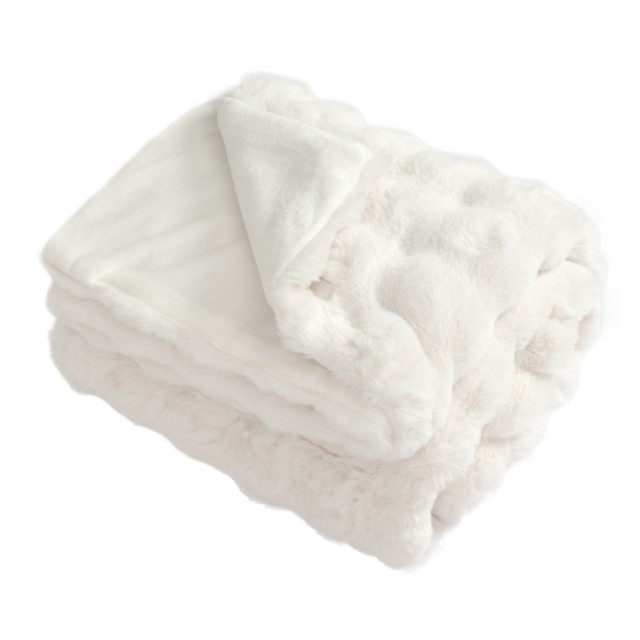 Costway Συνθετική Γούνα Κουβέρτα Μπεζ 178 x 203 cm HU11312BE-L