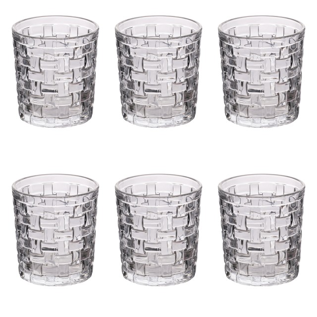 Villa DEste  Σετ 6 ποτήρια νερού από γυαλί 275 ml με σχέδιο πλέξης Cottage 5919740