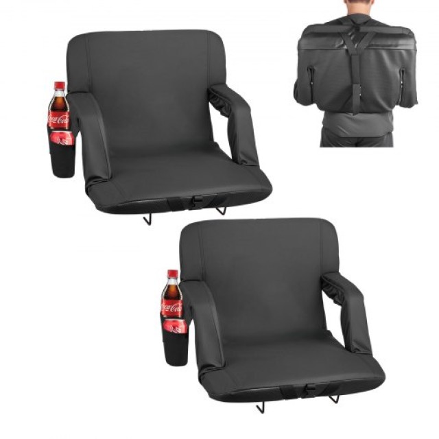 VEVOR Ρυθμιζόμενο Καθιστικό Στάδιο με 6 Γωνίες, Ευρύ Μαξιλάρι 73.66mm, με Μπράτσα και Πλάτη, Γάντζο & Θήκη Ποτηριού για Πικνίκ, Παραλία & Σπορ XYTYGZYHS2PCPOENJ001V0