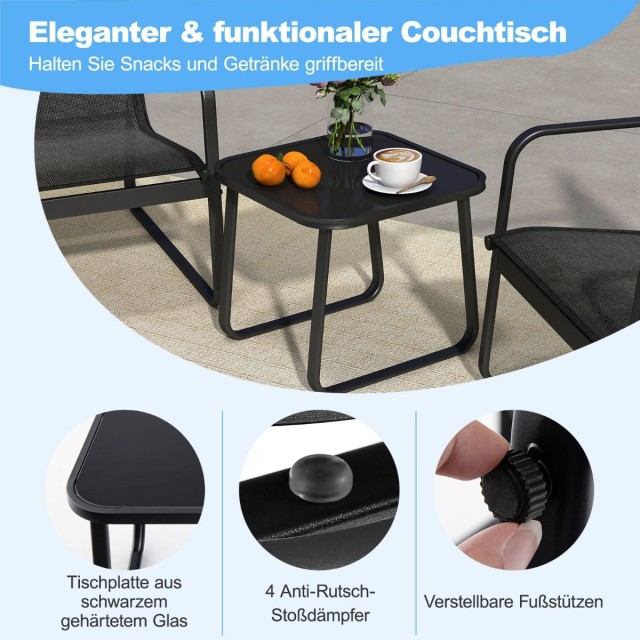 Σετ Έπιπλα Κήπου & Μπαλκονιού με 2 Καρέκλες και Τραπέζι – Μαύρο NP12224DK Costway