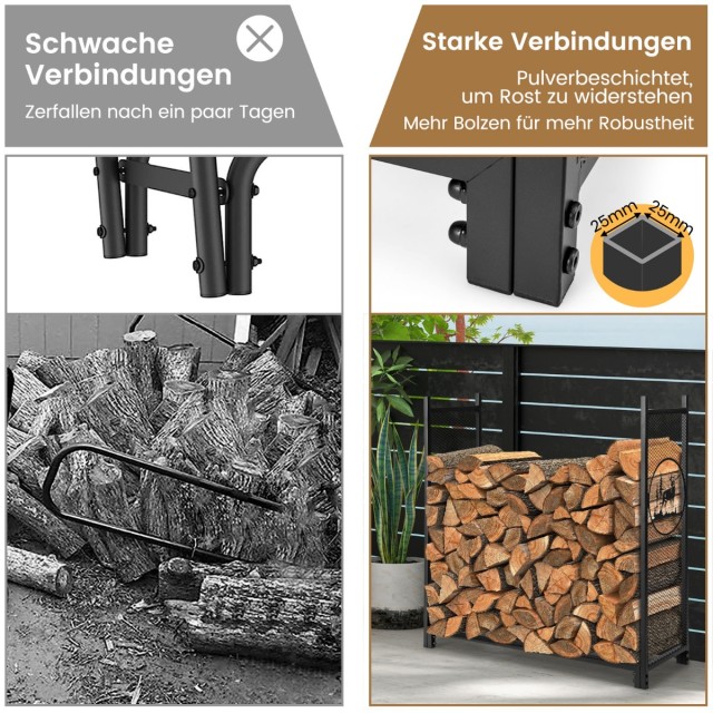 Costway Μεταλλική Βάση Αποθήκευσης Καυσόξυλων με Σχέδια Ελαφιών (121 x 38 x 117 εκ.) NP11258