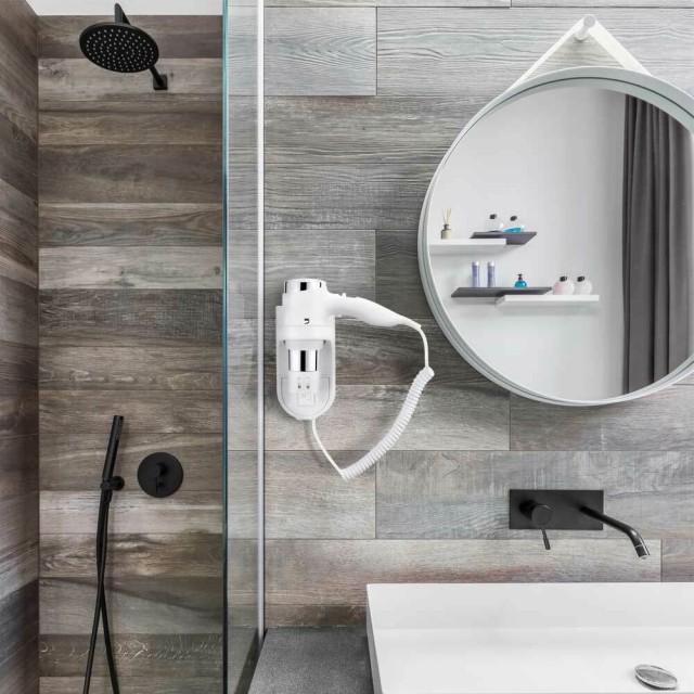 BAKAJI  Σεσουάρ Τοίχου Ξενοδοχείου Χρώμιο Πιστολάκι Μαλλιών Μπάνιο Ξενοδοχείου 1600W  02832114