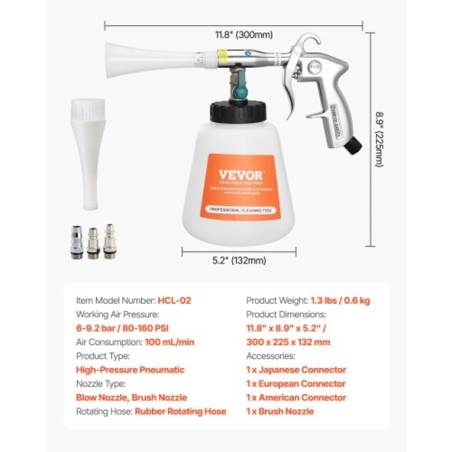 VEVOR Πιστόλι Καθαρισμού Αυτοκινήτου Υψηλής Πίεσης με Δοχείο 1L PJWLQJQPYKXJZQV6TV0