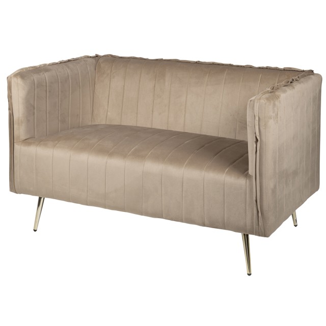 Galileo Ρετρό καναπές διθέσιος σε απόχρωση μπεζ-γκρι 126x75x82 cm από ξύλο με επένδυση από πολυεστέρα σε βελούδινη υφή Sibilla 5907653