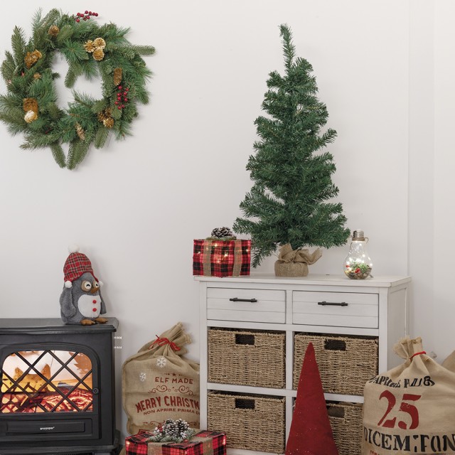 Galileo Χριστουγεννιάτικο δέντρο με βάση από λινάτσα ύψους 90 εκ Santas House 5920082