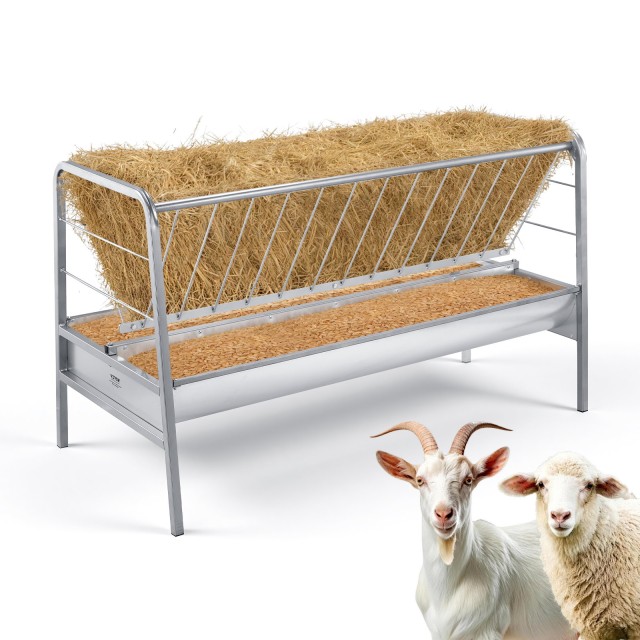 VEVOR Δίδυμη Ταΐστρα Σιτηρών και Χόρτου 300 L, 147 cm, Μεταλλική Βαρέως Τύπου για Αίγες, Πρόβατα και Άλογα SCWSQEHYLSWS4S2F8001V0
