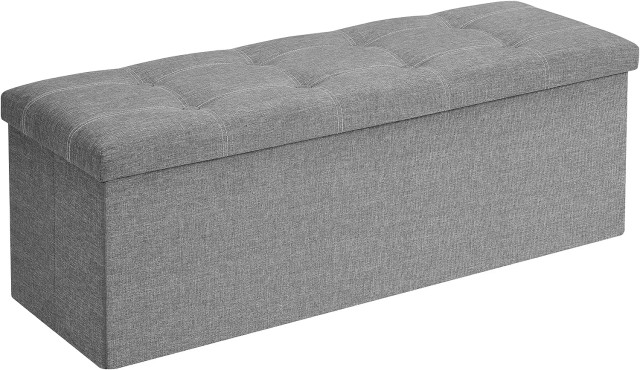SONGMICS Σκαμπό Αποθήκευσης Πολυλειτουργικό 110x38x38 εκ, Ανοιχτό Γκρι LSF077G05