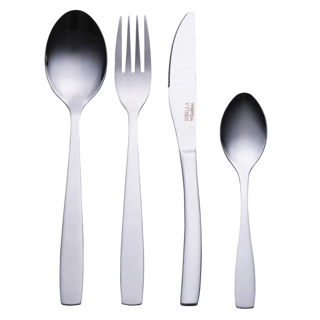 Galileo Σετ 16 μαχαιροπήρουνα από ανοξείδωτο ατσάλι με λαμπερό φινίρισμα silver Manhattan Sibilla 5914840