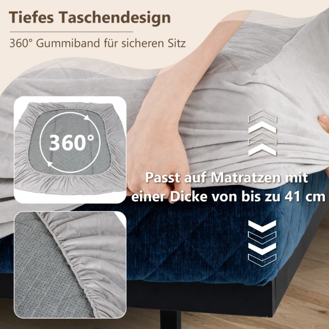 Costway  Προστατευτικό στρώματος πολυτελές υπερ-απαλό κάλυμμα με βαθιές τσέπες 140 x 200 cm HU10882GR-Q