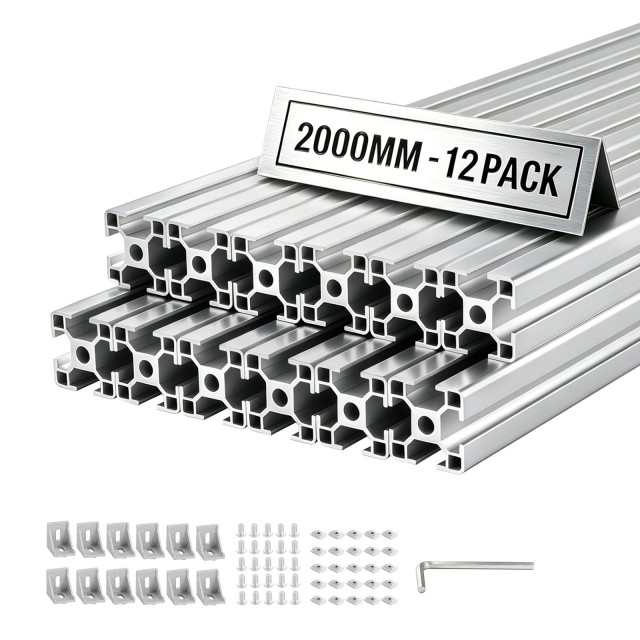 VEVOR Προφίλ Αλουμινίου T-Slot 3030 2000 mm Ασημί, 12 τεμ. TXOBLXCDGYS30D0L4001V0