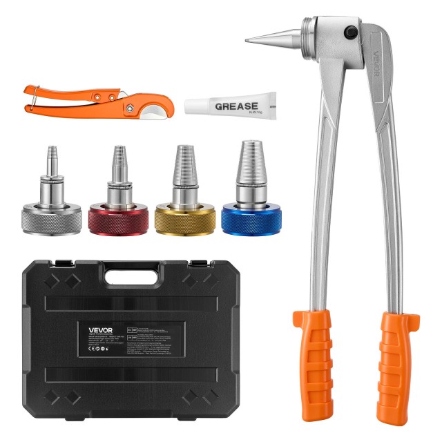 VEVOR Κιτ Χειροκίνητου Διαστολέα Σωλήνων PEX για 9,52 mm, 12,7 mm, 19 mm και 25,4 mm, με 4 Κεφαλές Διαστολής, Κόφτη Σωλήνων και Βαλιτσάκι Εργαλείων PQGKGQSDGGKGQHSOK001V0