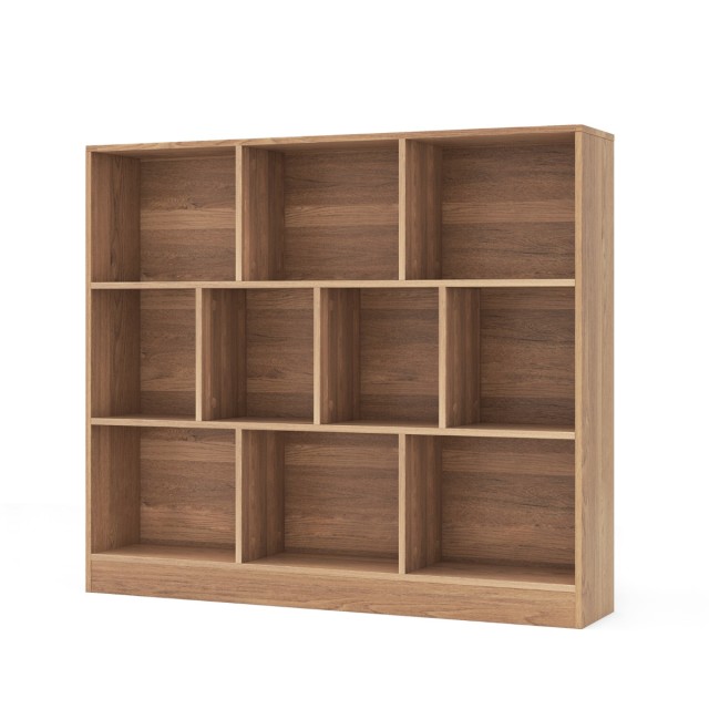 Costway Ράφι Βιβλιοθήκης 3 Επιπέδων με 10 Θέσεις 120 x 24 x 104 cm Φυσικό Χρώμα CB10747NA