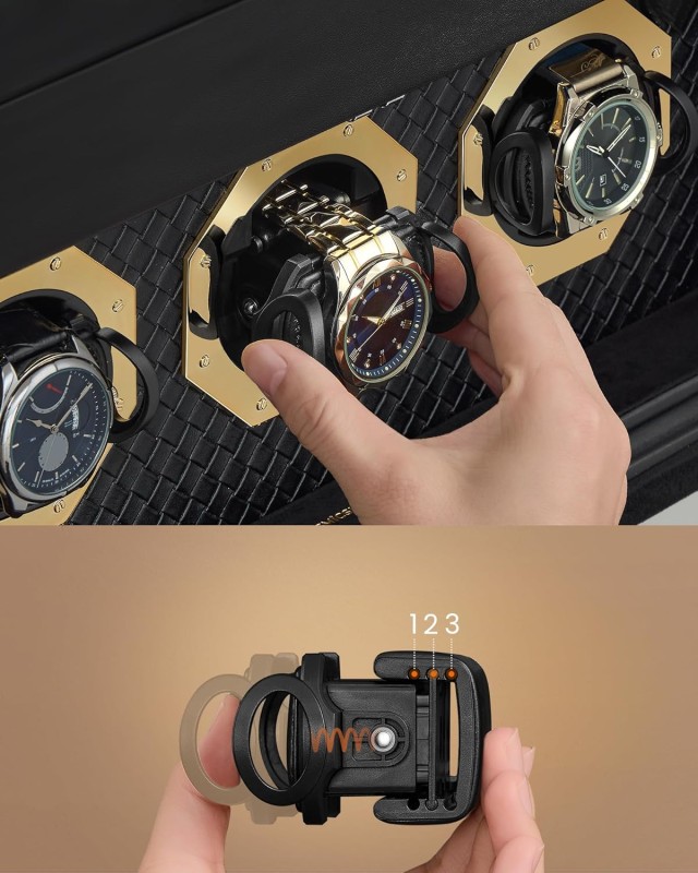 Κουτί Ρολογιών 9 Θέσεων με Καπάκι και 4 Θήκες για Γυαλιά Μαύρο JWB026B01 Songmics