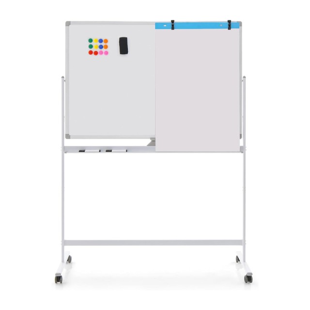 Costway Διπλής Όψης Πίνακας Whiteboard με Ρυθμιζόμενο Ύψος και Κινητή Βάση CB10565WH