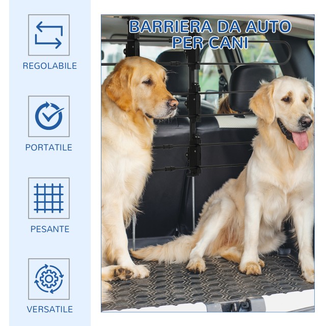 PawHut Dog χώρισμα αυτοκινήτου από ατσάλι και PP ρυθμιζόμενο σε πλάτος και ύψος, 89-150x76-124 cm, μαύρο D00-173V00BK
