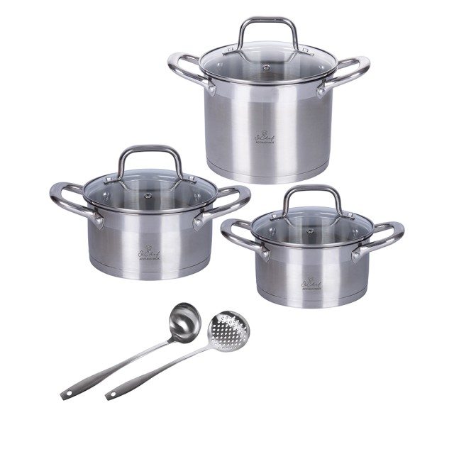 Galileo Σετ Μαγειρικών Σκευών 8 τεμαχίων από ανοξείδωτο ατσάλι 180 επαγωγή Inox SChef 5903830