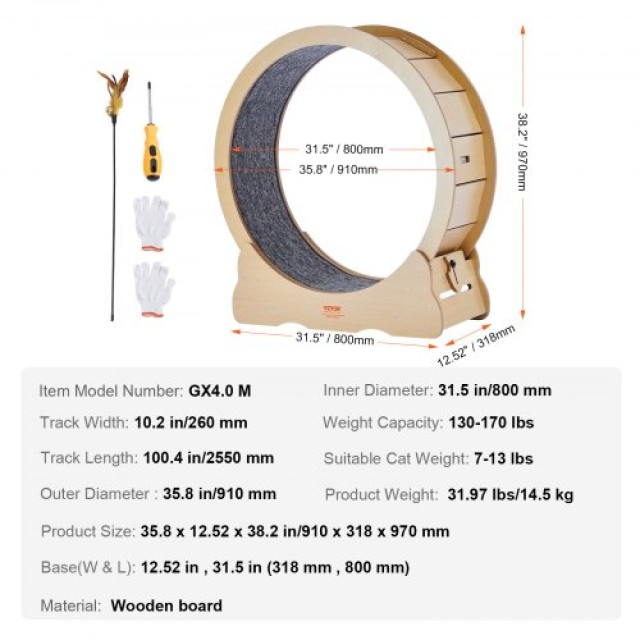 VEVOR Μεγάλος Τροχός Άσκησης για Γάτες Εσωτερικού Χώρου MZMPBJYMSMDBCOLWSV0