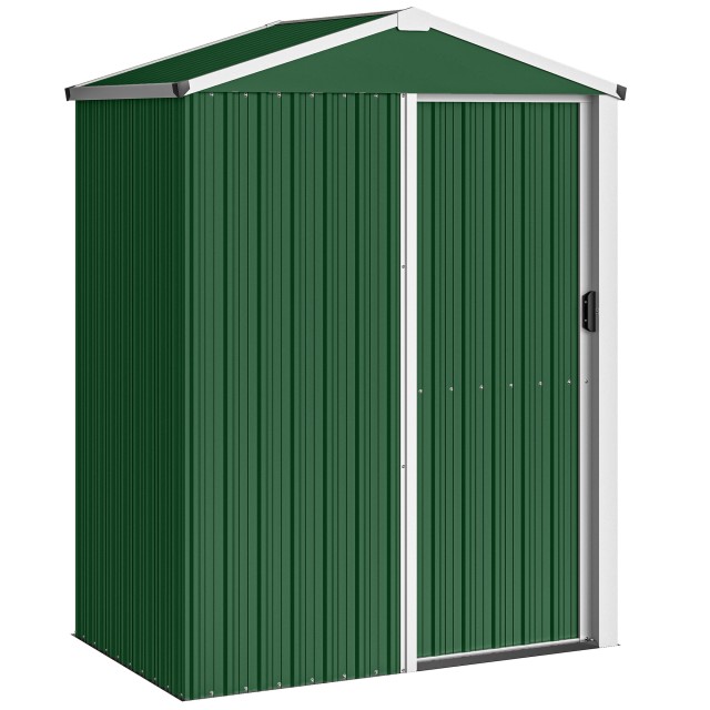 Outsunny Ατσάλινο Κήπεριο Σπιτάκι 1.1m² με Κλειδωμένη Συρόμενη Πόρτα, 136x87x179 cm, Πράσινο 84H-457V00GN