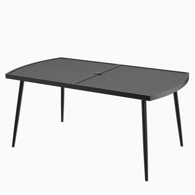 Costway Τραπέζι κήπου εξωτερικού χώρου 160 x 90 cm, μεταλλικό, για 6 άτομα, με οπή ομπρέλας 4 cm NP12768DK