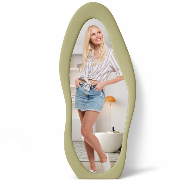 Shally Dogan Μεγάλος Κυματιστός Καθρέφτης με Πράσινη Βελούδινη Κορνίζα 60 x 160 εκ. 02001657
