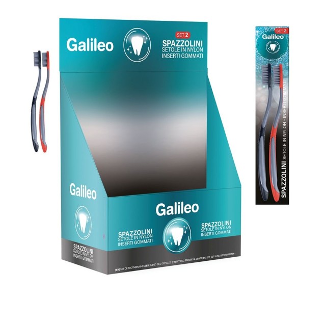 Galileo Σετ 2 Μαύρες Πλαστικές Οδοντόβουρτσες με Μέτριες Τρίχες 5900993