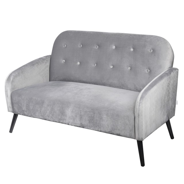 Galileo Διώδιος καναπές σε ανοιχτό γκρι χρώμα με βελούδινη υφή υφάσματος πόδια από ξύλο vintage σχεδιασμού Sibilla 2194806