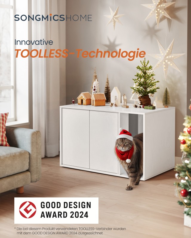 SONGMICS Κομψό Κουτί Απορριμμάτων Γάτας 80x50x53cm - Γρήγορη Συναρμολόγηση Χωρίς Εργαλεία, Ιδιωτικότητα και Αντοχή PCL013W01