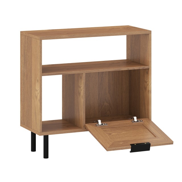 Costway Ρατάν Κομοδίνο με Μεταλλικά Πόδια και Αποθηκευτικό Χώρο 59 x 60 x 25,5 cm JV12700NA