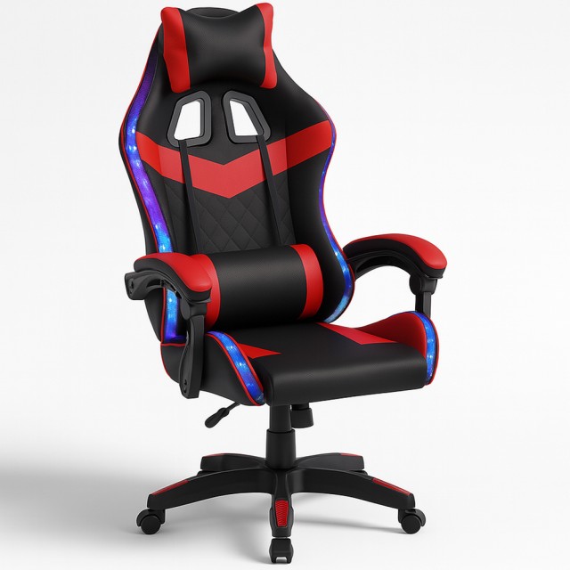 Shally Dogan Κόκκινη και Μαύρη Καρέκλα Gaming με Ρυθμιζόμενο Ύψος 106-116cm και Φωτισμό LED RGB 02842668